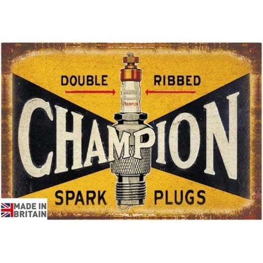 Champion Spark Plugs Sign Metal Wall Mounted - 45cm