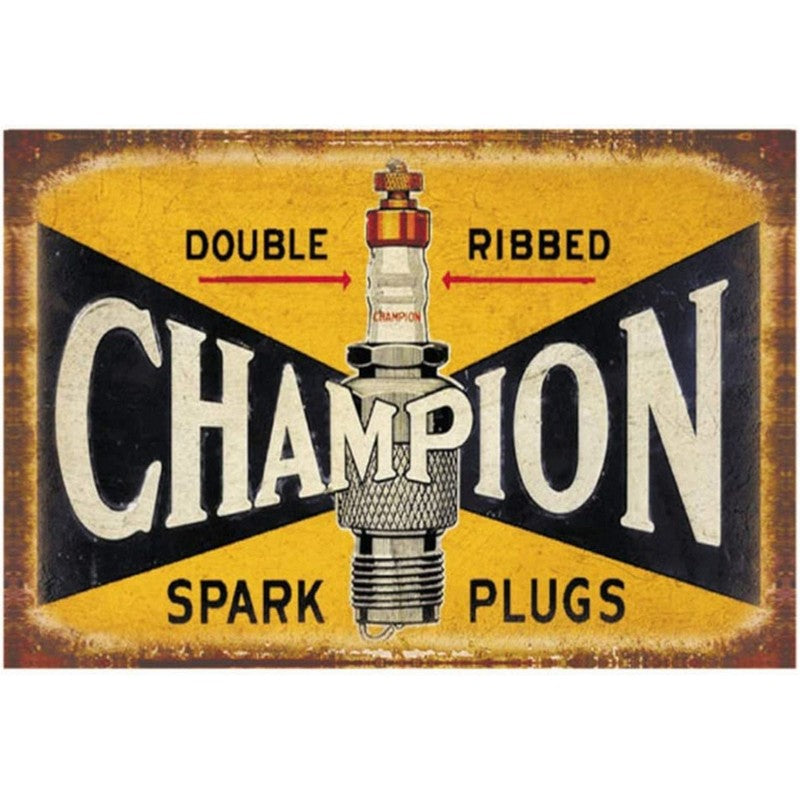 Champion Spark Plugs Sign Metal Wall Mounted - 45cm