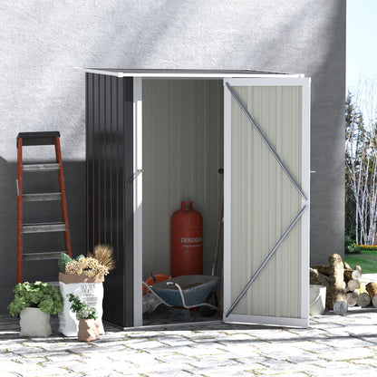 Galvanised 5 x 3' Single Door Pent Garden Store Lockable Steel Grey by Steadfast