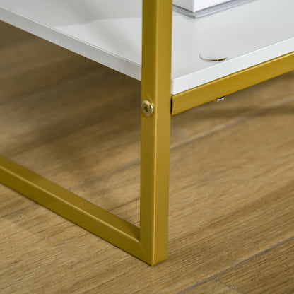 Homcom Elegant Gold-Tone Metal Frame Side Table With Drawer