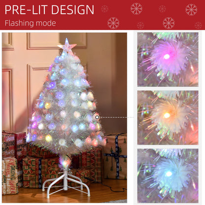 Homcom 3FT Prelit Artificial Christmas Tree with Fibre Optic LED Lights Holiday Home Xmas Decoration