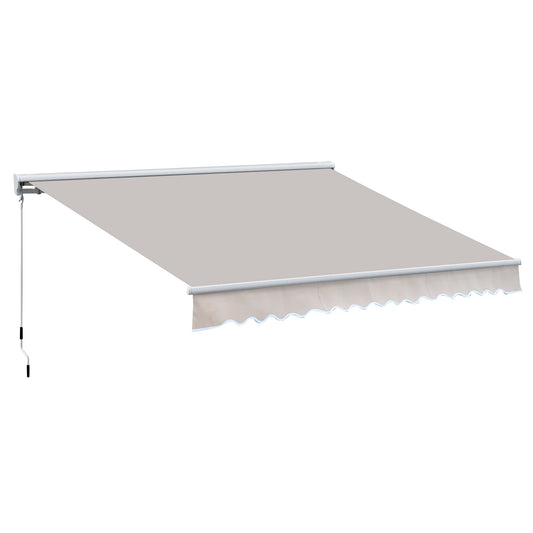 Outsunny 2.95Lx2.5M Retractable Manual/Electric Awning-Cream White/White