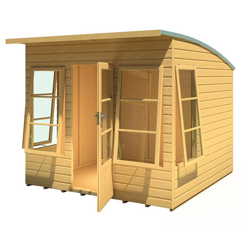 Shire Orchid 7' 10" x 7' 10" Curved Summerhouse - Premium Dip Treated Shiplap