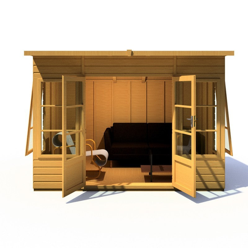 Shire Orchid 7' 10" x 9' 9" Curved Summerhouse - Premium Dip Treated Shiplap