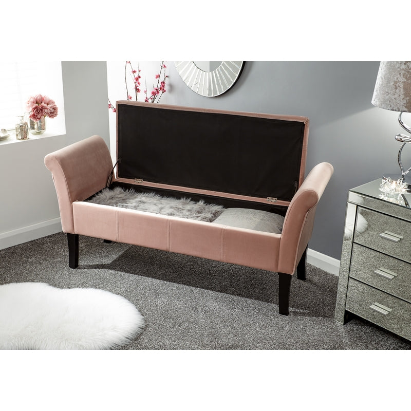 Osborne Bench Wood & Fabric Pink