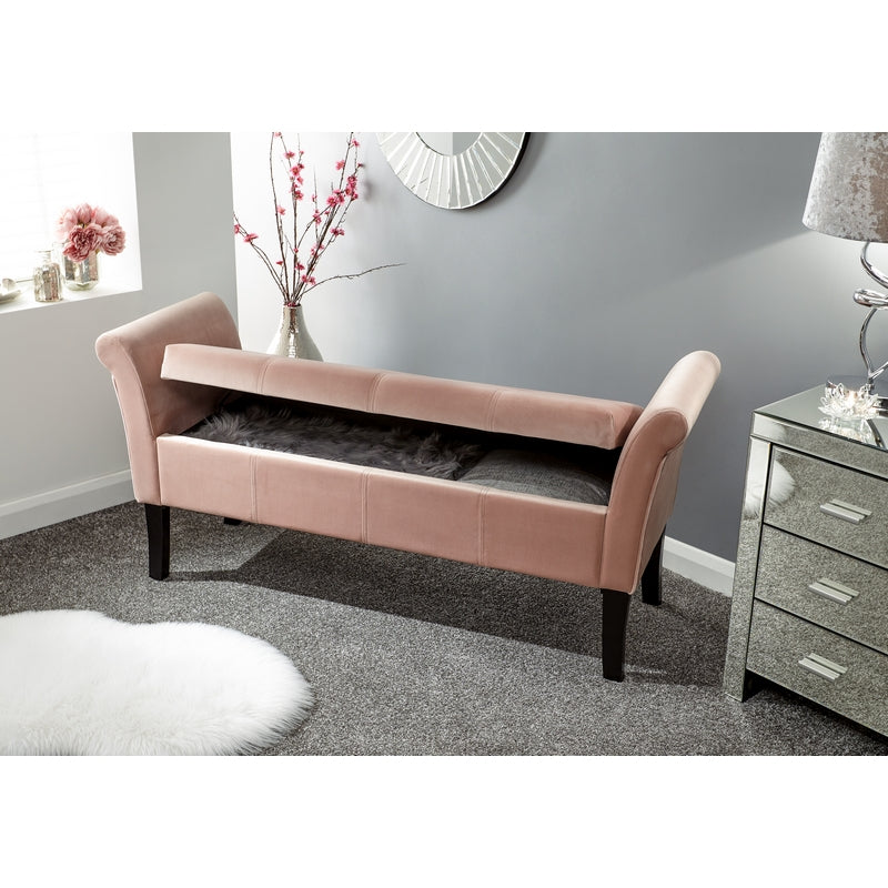 Osborne Bench Wood & Fabric Pink