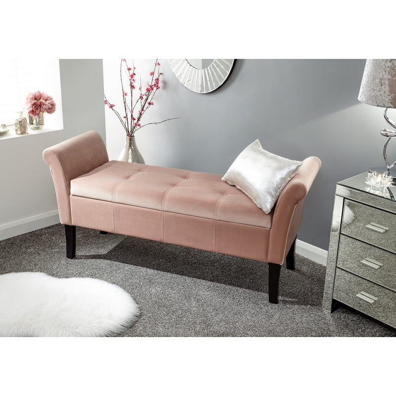 Osborne Bench Wood & Fabric Pink