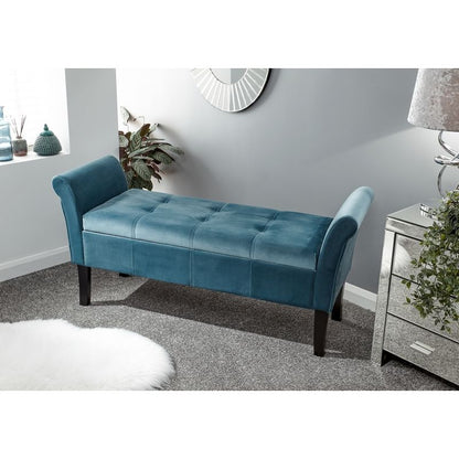 Osborne Bench Wood & Fabric Blue