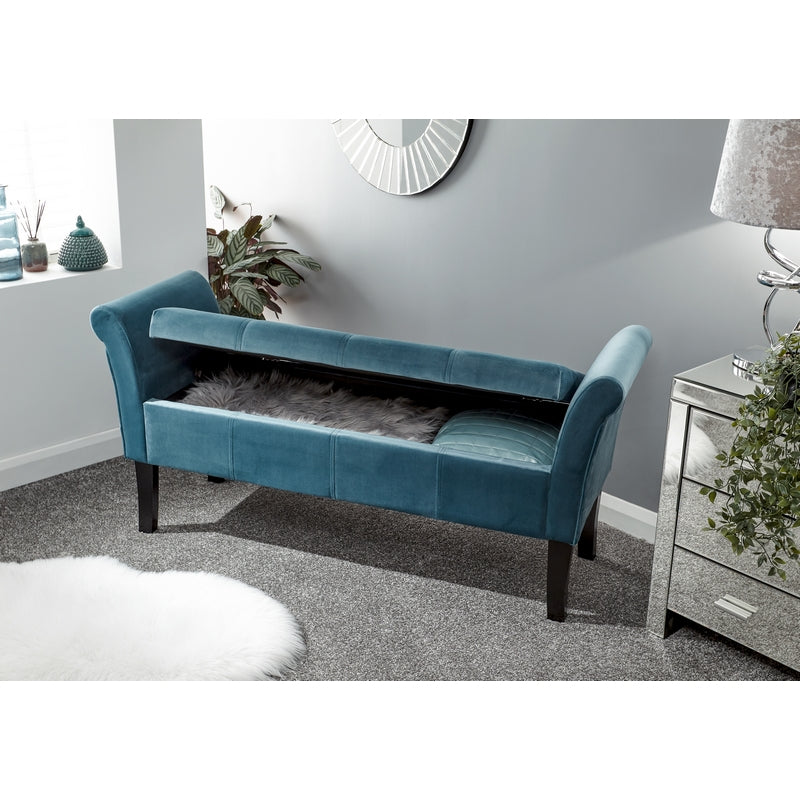 Osborne Bench Wood & Fabric Blue