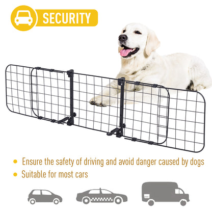 PawHut Heavy Duty Pet Dog Car Barrier Adjustable Ventilated Mesh Wire Guard Auto Vehicle Fence Protector SUVs Black