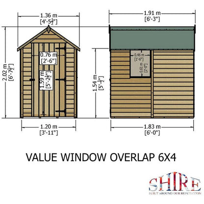 Shire Cromer 4' 5" x 6' 3" Apex Shed - Premium Pressure Treated Overlap