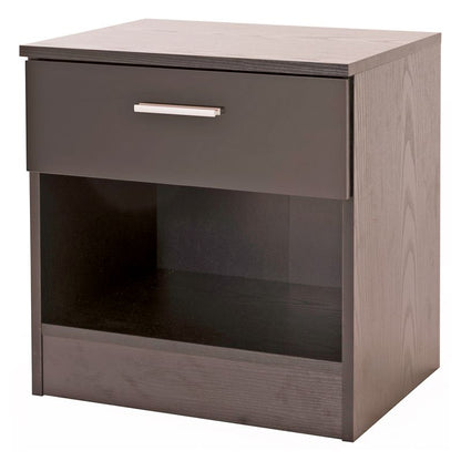 Ottawa Bedside Table Black 1 Shelf 1 Drawer