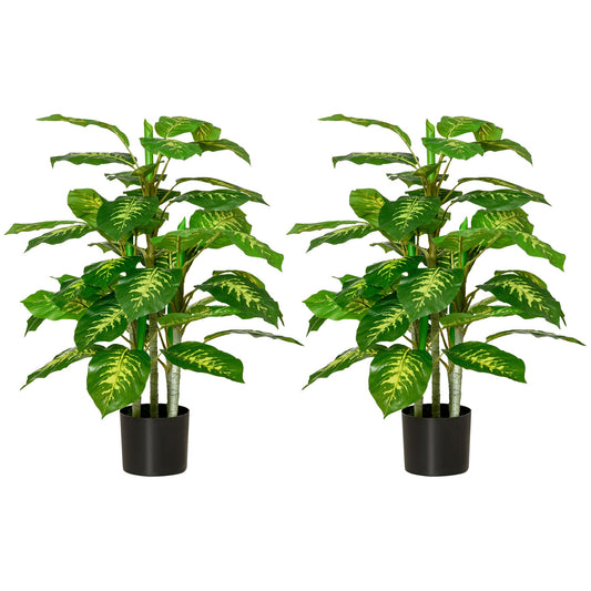 2 PCs Artificial Evergreen Tree Fake Decorative Plant in Nursery Pot for Indoor Outdoor D©cor, Green-0