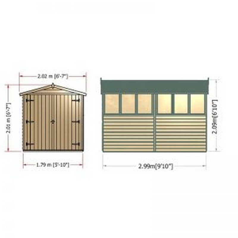 Shire Value 6' 7" x 9' 10" Apex Shed - Premium Coated Overlap