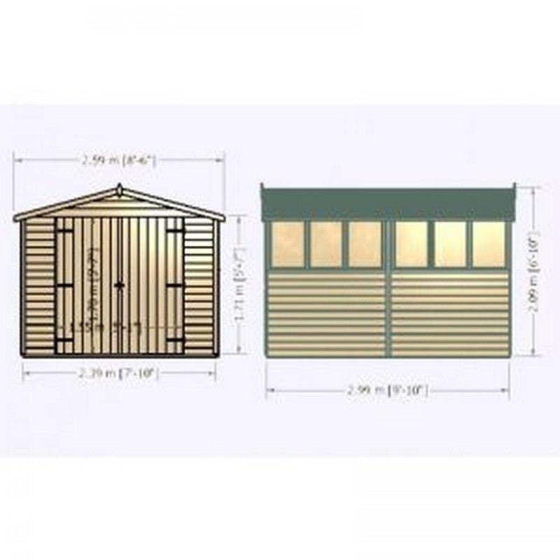 Shire Value 6' 7 x 9' 10 Apex Shed - Premium Coated Overlap