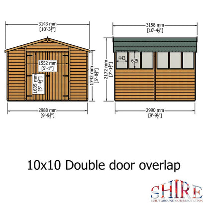 Shire Value 10' 3" x 10' 4" Apex Shed - Premium Coated Overlap