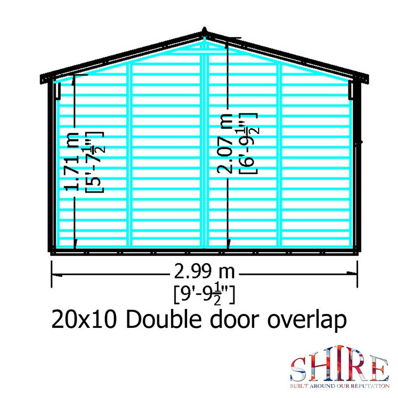 Shire Value 10' 3" x 20' 4" Apex Shed - Premium Coated Overlap