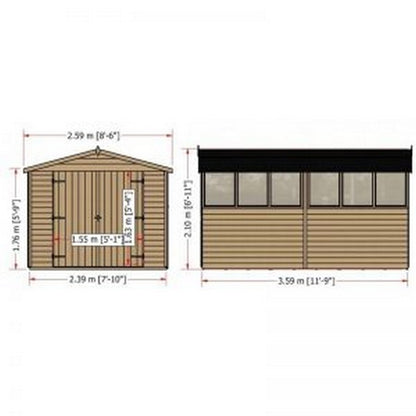 Shire Value 8' 5" x 11' 9" Apex Shed - Premium Coated Overlap