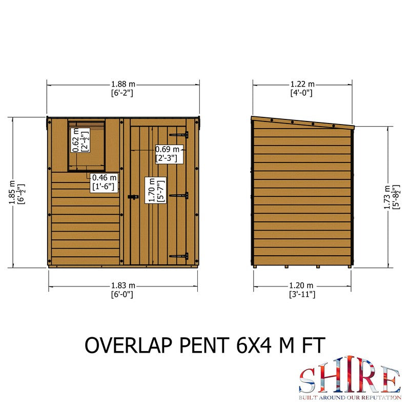 Shire Value 6' 1" x 4' Apex Shed - Premium Coated Overlap