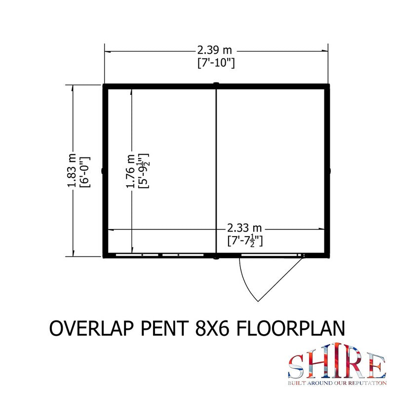 Shire Value 8' 1" x 6' 6" Pent Shed - Premium Coated Overlap