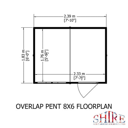 Shire Value 8' 1" x 6' 6" Pent Shed - Premium Coated Overlap