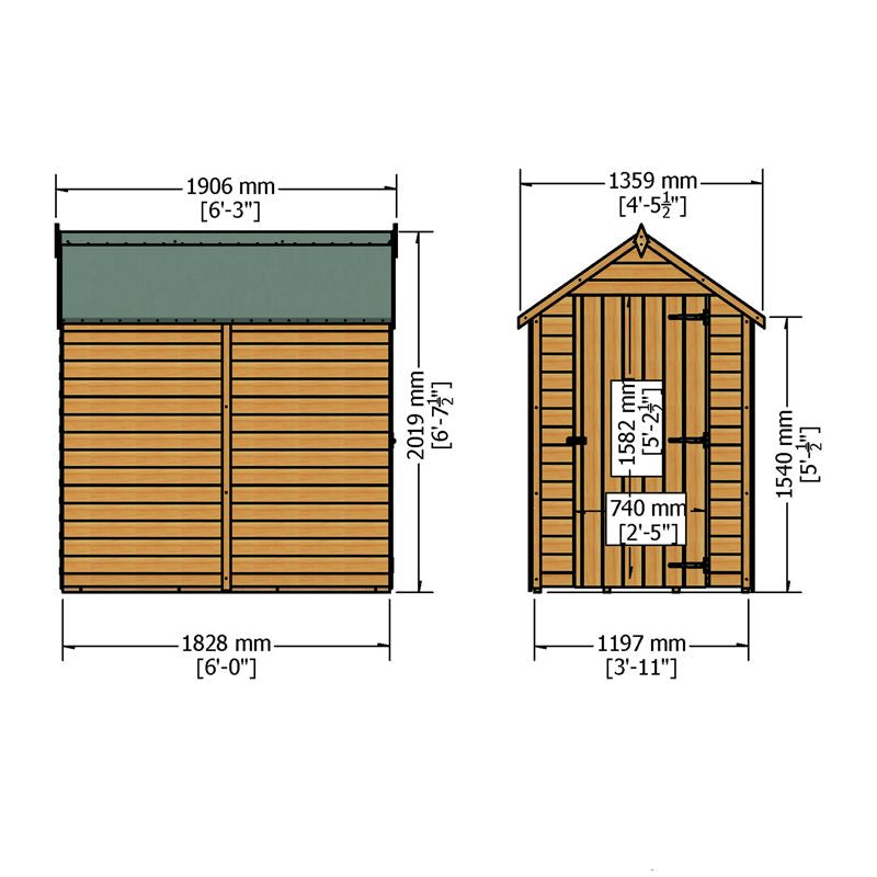 Shire Canterbury 4' 5" x 6' 3" Apex Shed - Premium Pressure Treated Overlap