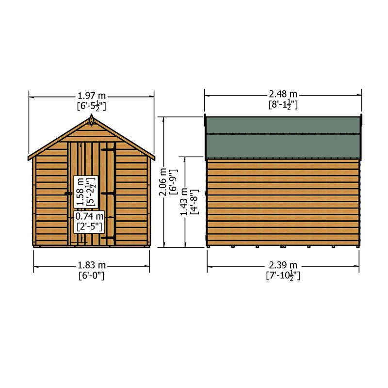 Shire Canterbury 6' 5" x 8' 1" Apex Shed - Premium Pressure Treated Overlap