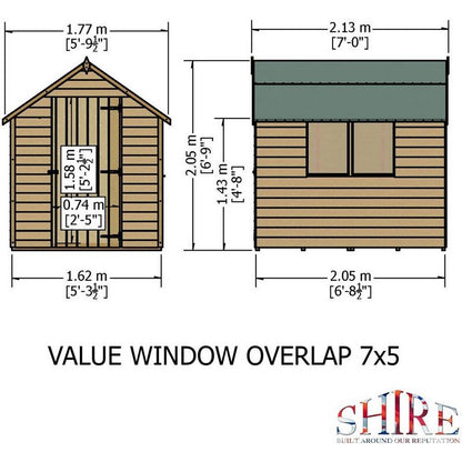 Shire Cambridge 5' 9" x 6' 11" Apex Shed - Budget Dip Treated Overlap