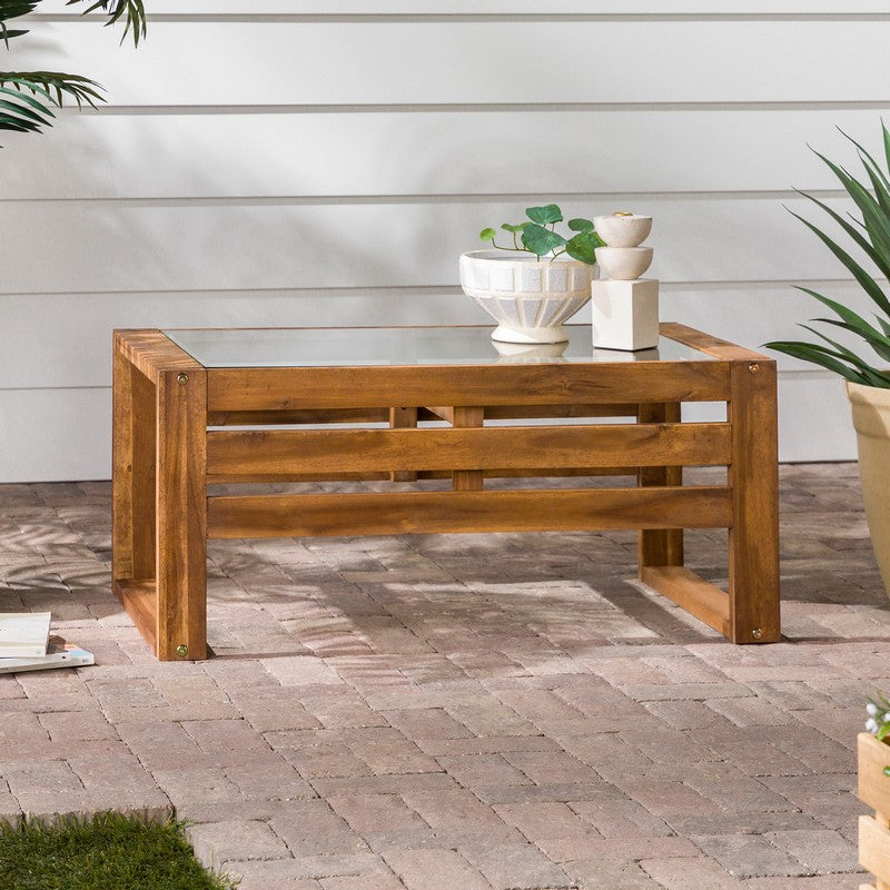 Conservatory Coffee Table Wood & Glass Light Brown