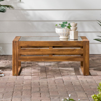 Conservatory Coffee Table Wood & Glass Light Brown