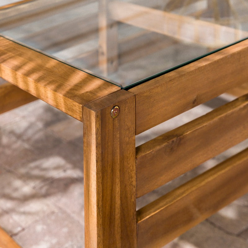 Conservatory Coffee Table Wood & Glass Light Brown