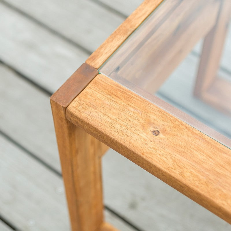 Conservatory Coffee Table Wood & Glass Light Brown