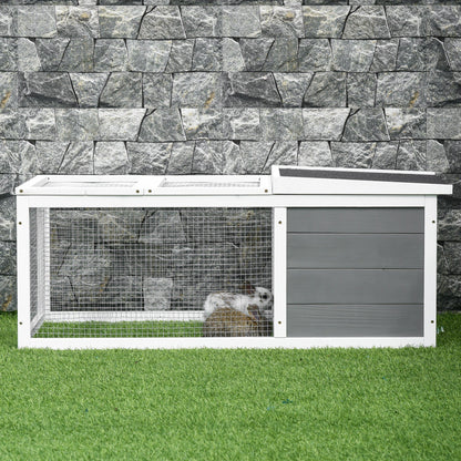 PawHut Wooden Rabbit Hutch Guinea Pig Small Animal Cage Rabbit Run Duck House Asphalt roof Indoor Outdoor 115 x 66 x 47.5 cm