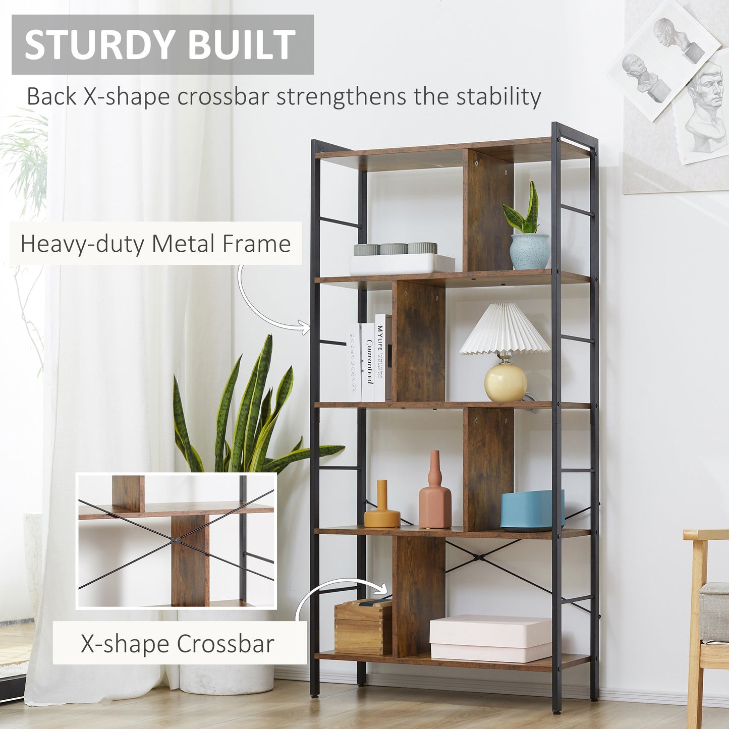 Homcom Industrial-Style Four-Tier Shelving Unit