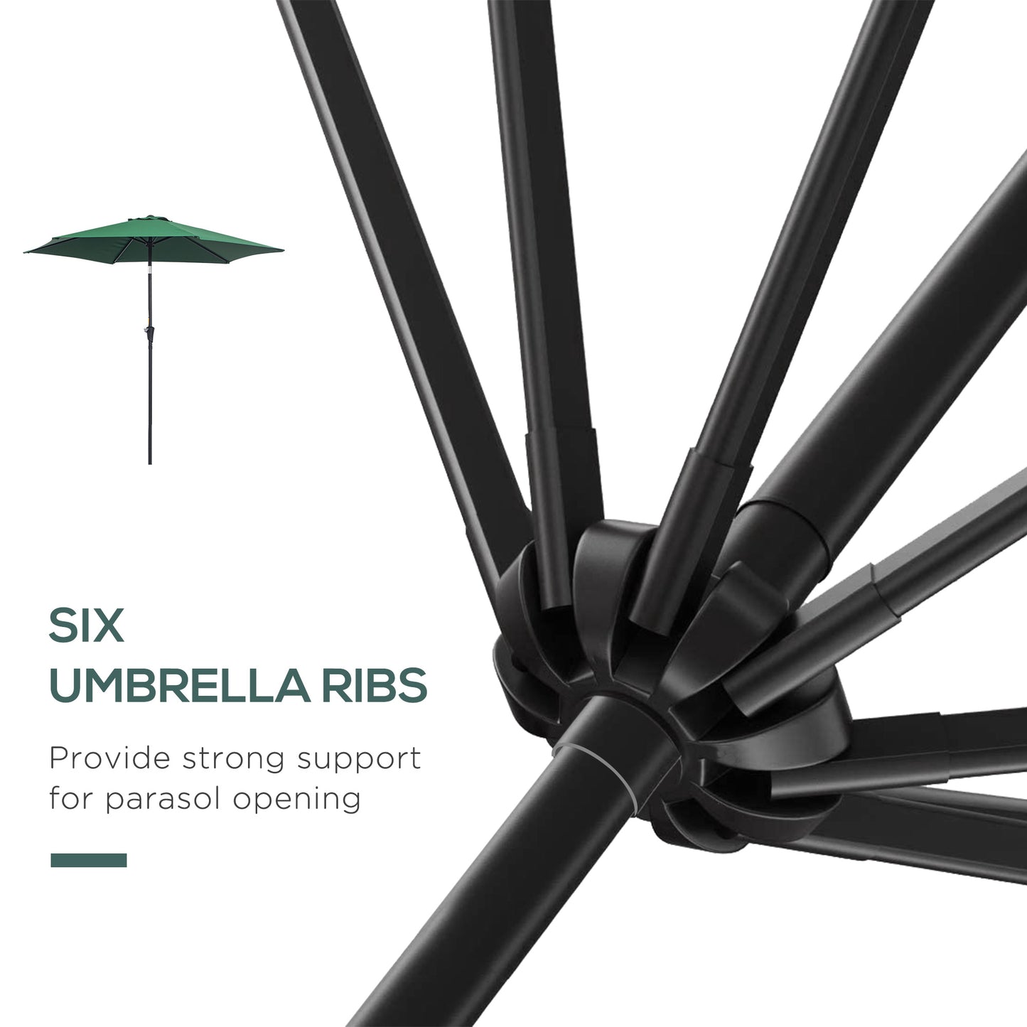 Outsunny 2.7M Garden Parasol Umbrella With Tilt And Crank