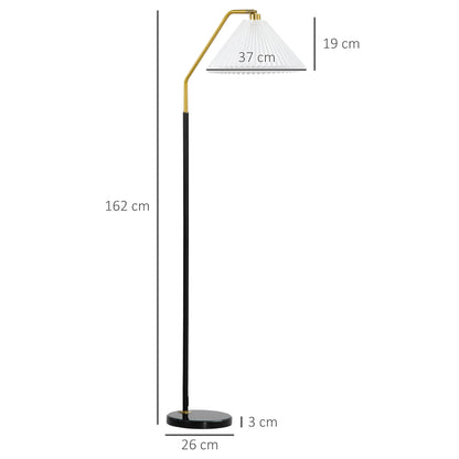 Homcom Floor Lamps for Living Room Bedroom with Adjustable Pleated Lampshade