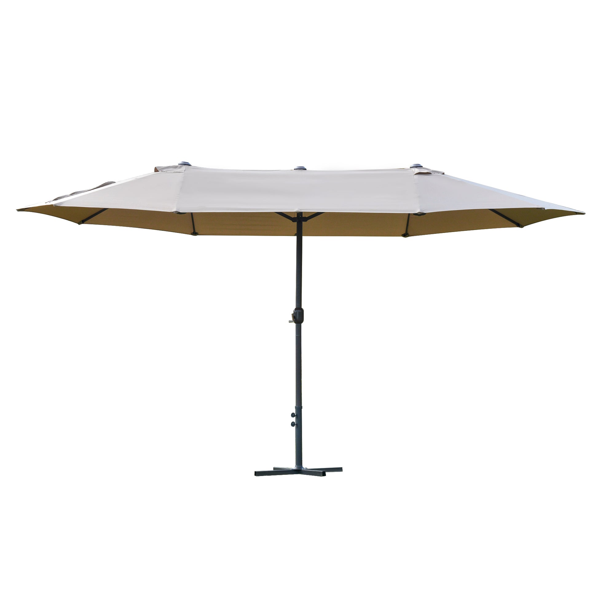 Outsunny 4.6M Sun Umbrella Canopy Double-sided Crank Sun Shade w/ Cross Base Khaki