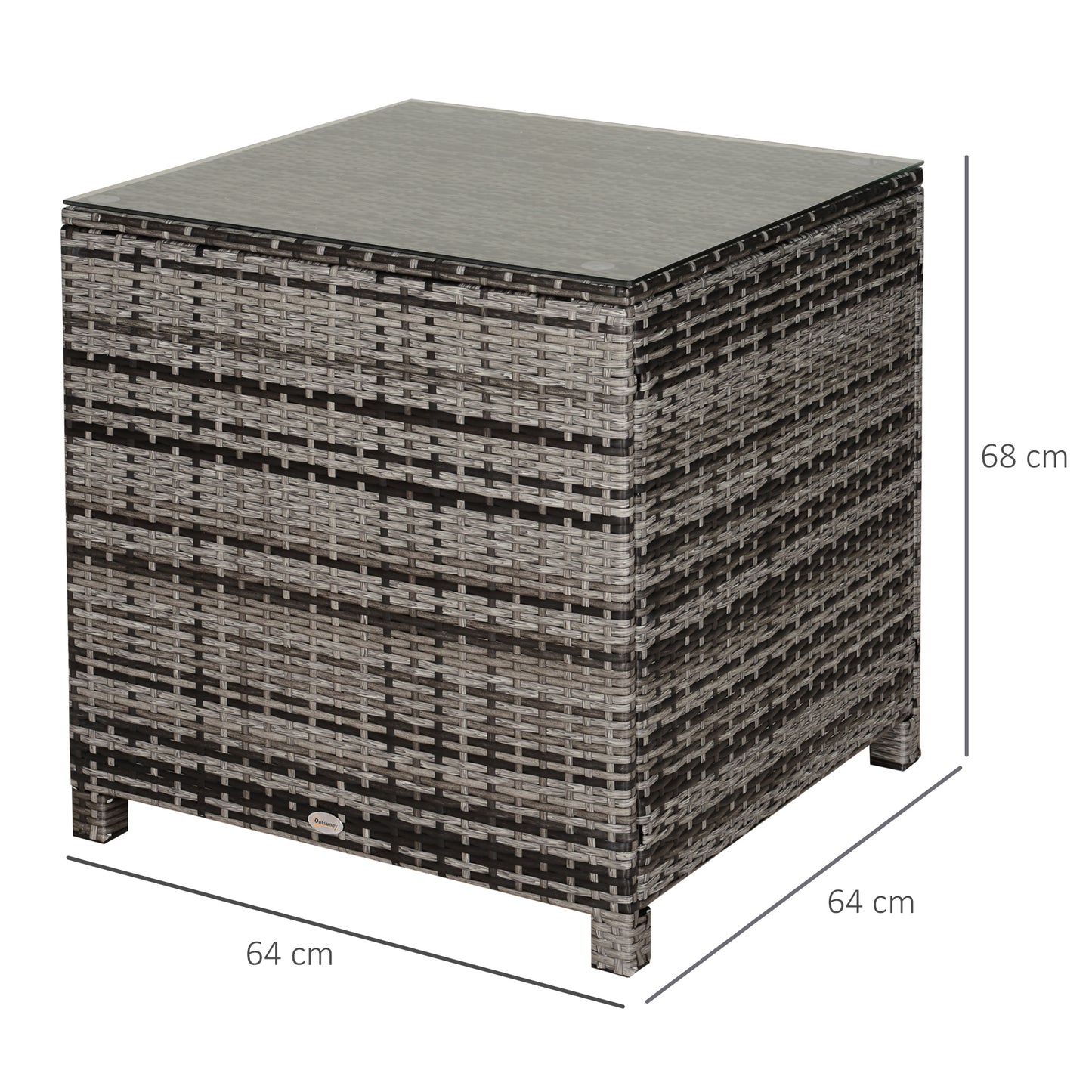 Outsunny Square PE Rattan Garden Table