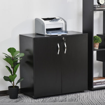 Vinsetto 2-Tier Locking Office Storage Cabinet File Organisation w/ Feet Melamine Coating Aluminium Handles 2 Keys Stylish Black