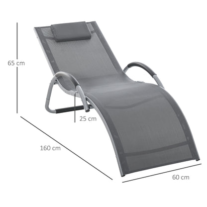 Outsunny Lounger Chair Portable Armchair with Removable Pillow for Yard Beach Texteline