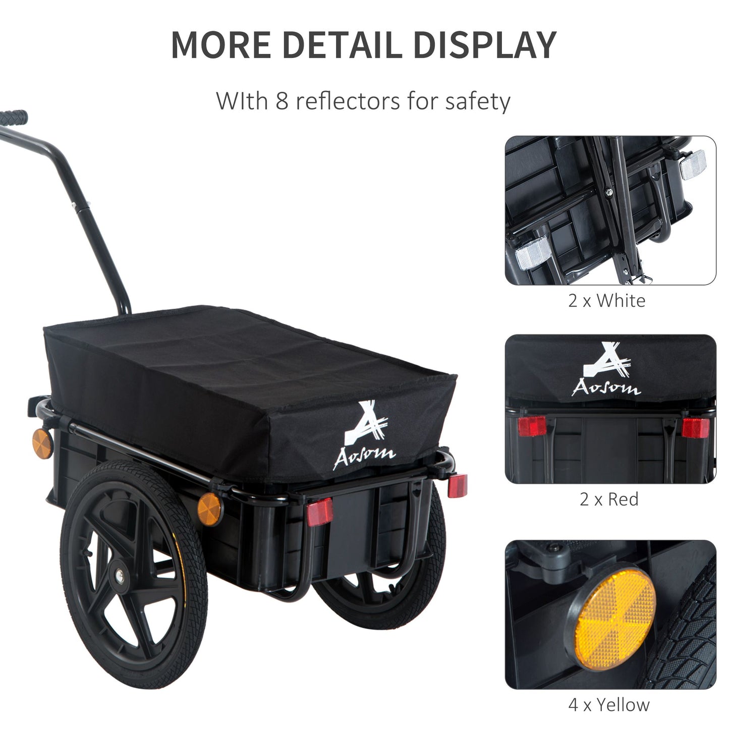 Homcom Cargo Trailer Bike Stroller Garden Trolley W/Carrier Utility Luggage & Wheels Black