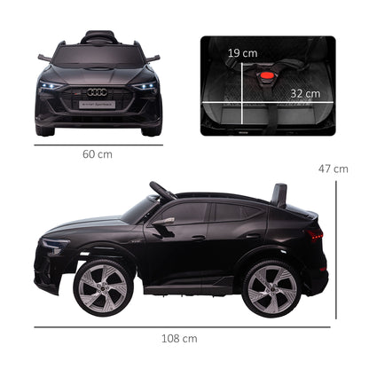 Homcom Audi E-tron Licensed 12V Kids Electric Ride On Car with Parental Remote Music Lights MP3 Suspension Wheels for 3-5 Years Black