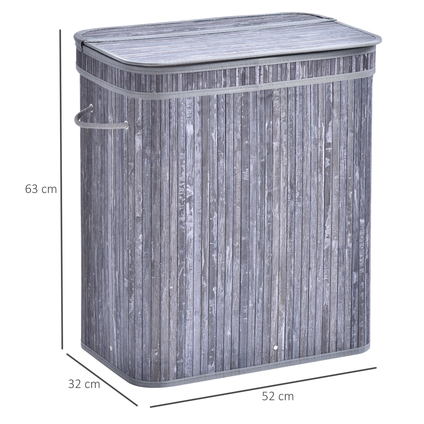 Homcom 100L Two-Compartment Wooden Laundry Basket  Grey