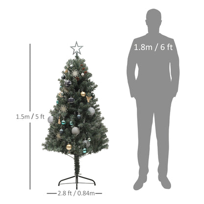 5ft Decorated Christmas Tree Artificial - with LED Lights Warm White 353 Tips