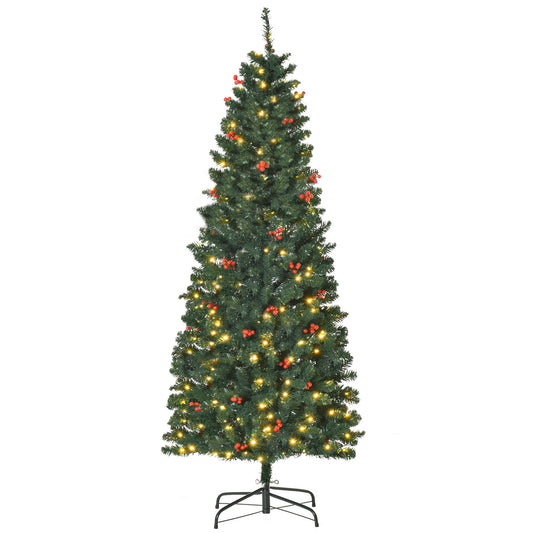 Homcom 6FT Prelit Artificial Pencil Christmas Tree with Warm White LED Light