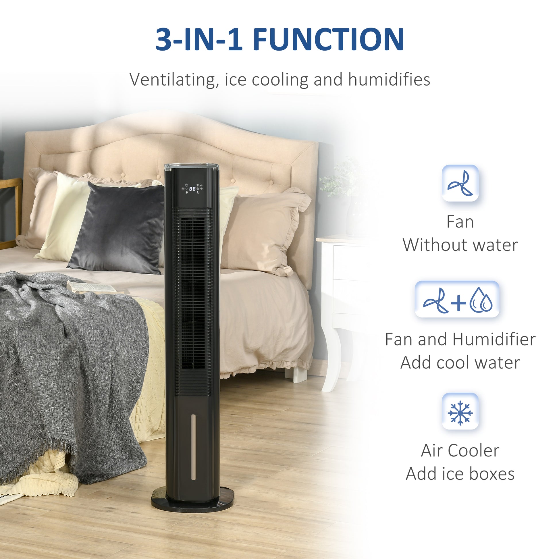 6L Oscillating Three Speed Air Cooler With Timer & Remote Control Black by Homcom