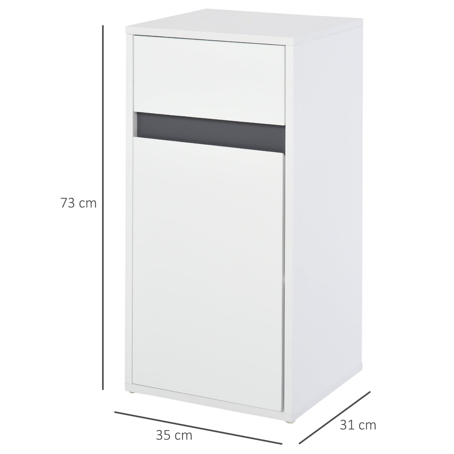 Homcom Medium-density fibreboard Tri-Compartment Bathroom Storage Cabinet White