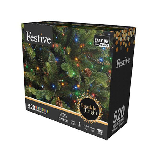 Christmas Tree Fairy Lights Multifunction Multicolour Outdoor 520 LED - 12.9m 