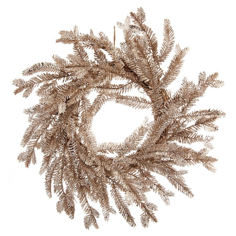 Wreath Christmas Decoration Gold with Glitter Pattern - 50cm 