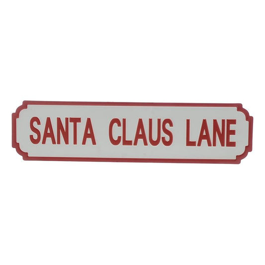 Santa Claus Lane Metal Decorative Sign White 71cm